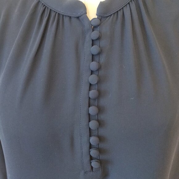 Navy Banana Republic Button-Front Bishop Sleeve Blouse - Picture 3 of 7